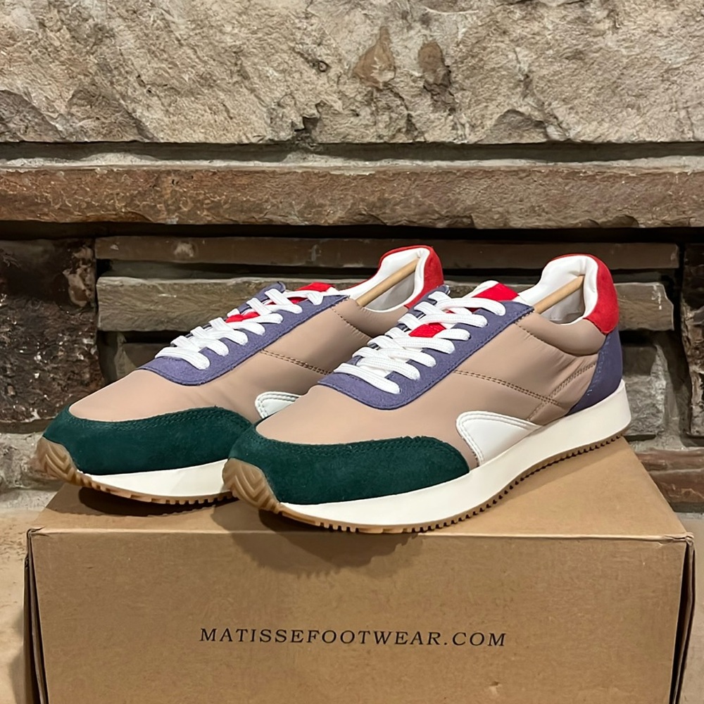 Matisse Farrah Purple Multi Color Block Sneaker Suede and Nylon